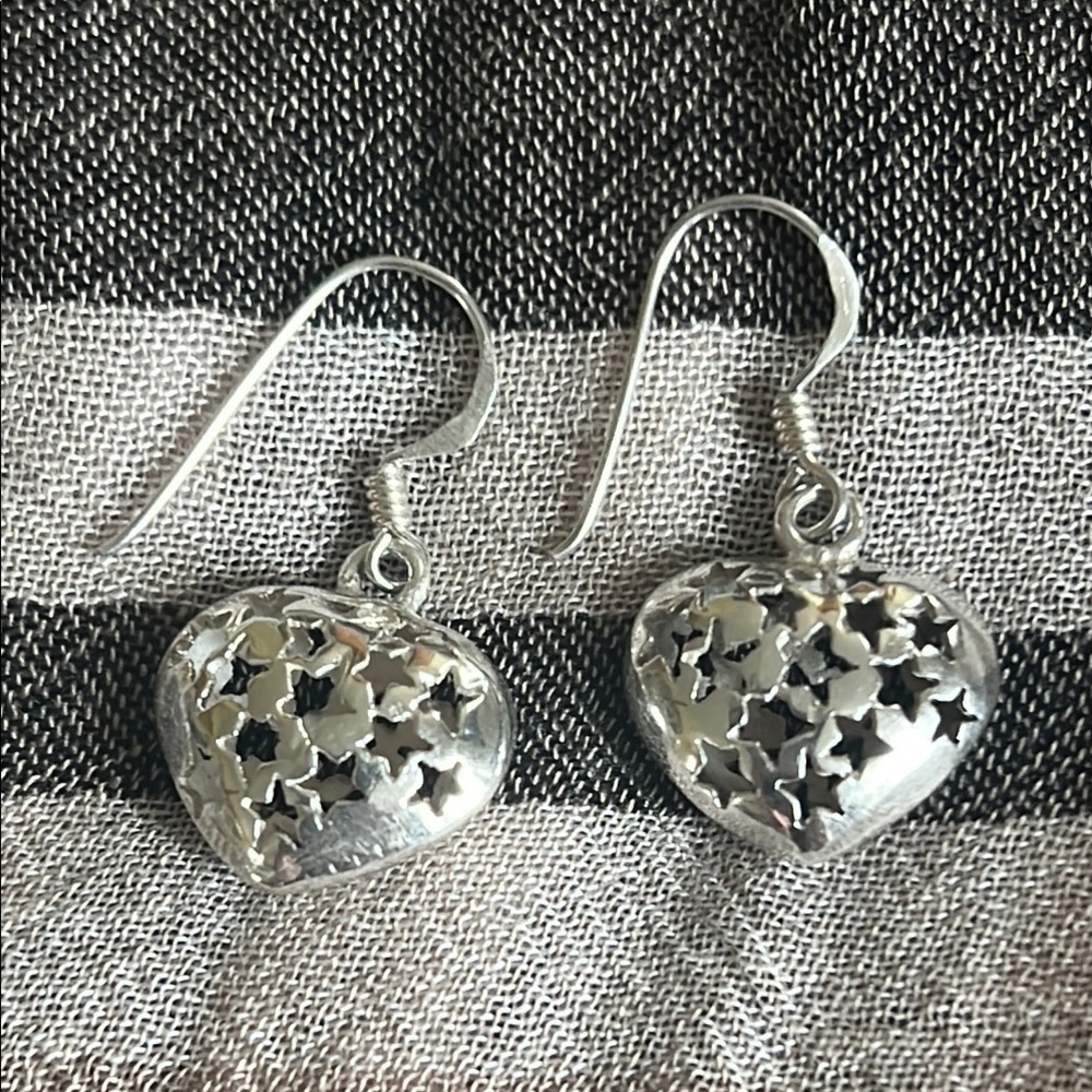 925 Silver Heart Star Earrings